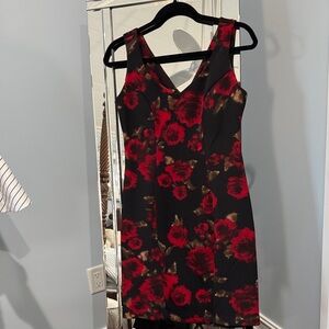 Rinascimento Vibrant Red and Earthy Brown Dress